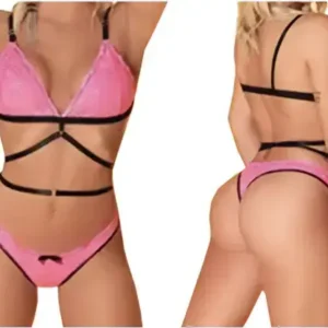 Conjunto de tiras corpiño mas tanga rosa