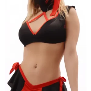 Disfraz de ninja negro y rojo