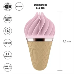 Vibrador rotativo Sweet Treat con forma de helado 11 rotaciones y carga USB