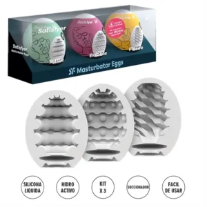 Set de 3 Huevos Masturbadores Texturizados (Riffle, Bubble, Fierce)
