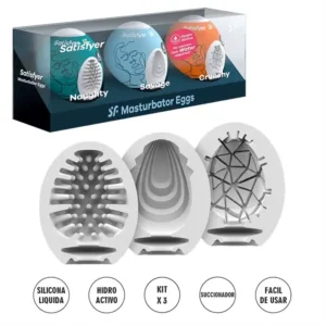 Kit de 3 huevos masturbadores de suave textura