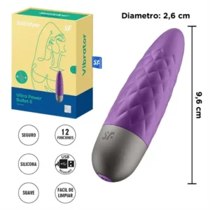 Bala Ultra power bullet con carga USB y 12 vibraciones